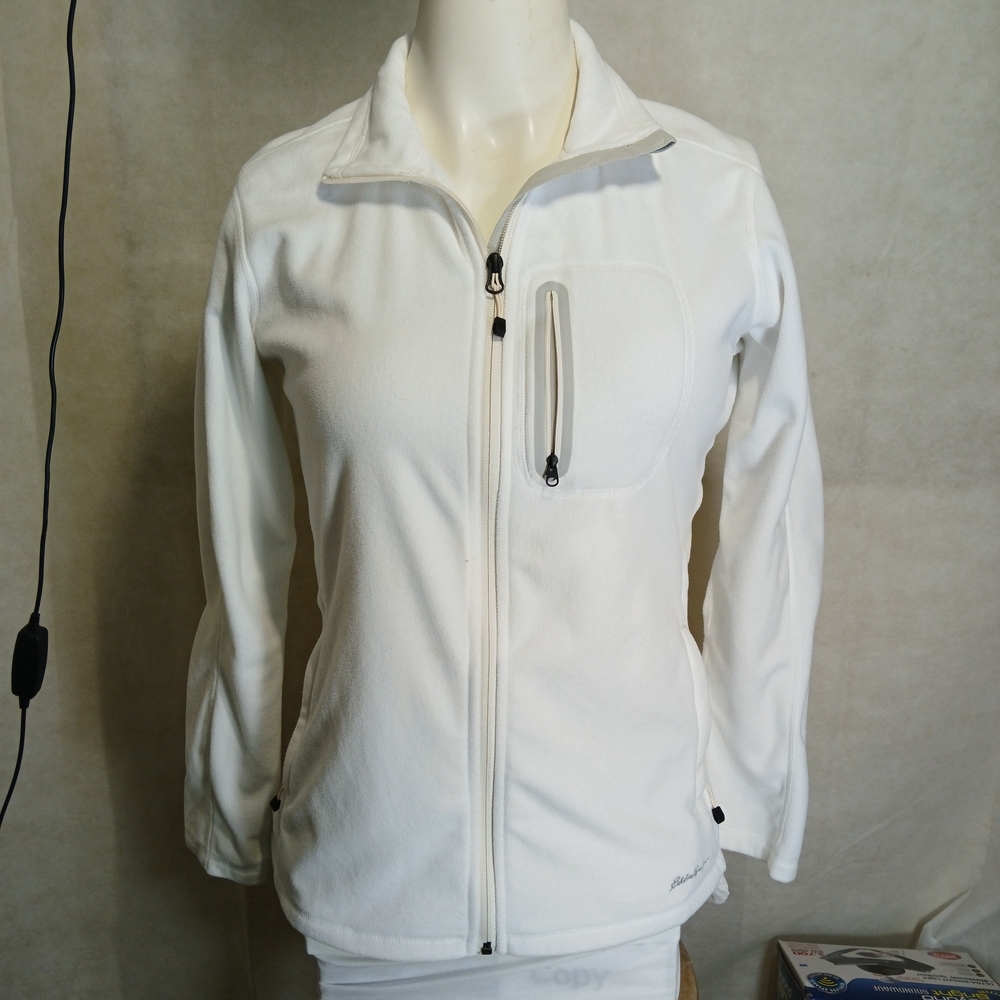 Eddie Bauer White Fleece Jacket Women's Size Large